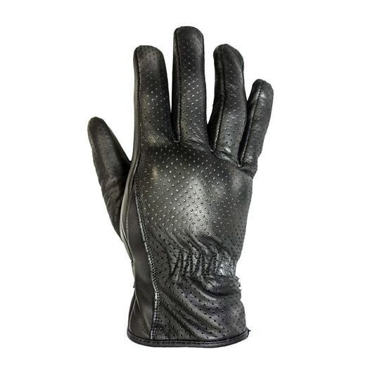 Helstons Basic Perforated Leather Gloves - Black