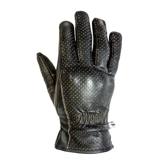 Helstons Basic Perforated Leather Gloves - Brown