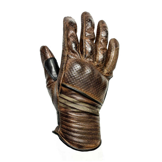 Helstons Corporate Perforated Leather Gloves - Camel / Black