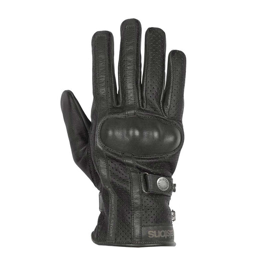 Helstons Eagle Perforated Leather Gloves - Black