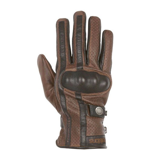 Helstons Eagle Perforated Leather Gloves - Camel / Black