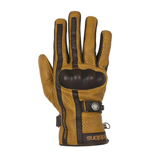 Helstons Eagle Perforated Leather Gloves - Gold / Brown